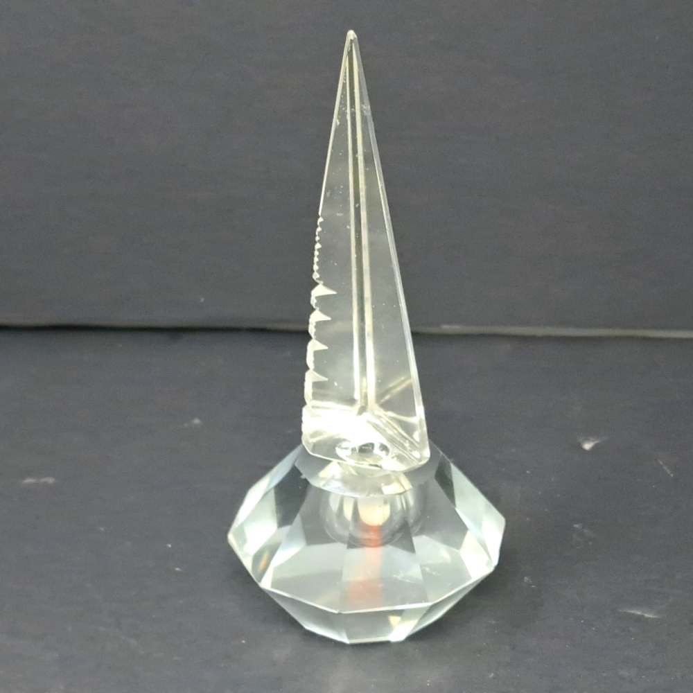 Vintage Crystal Faceted Perfume Bottle With Tall Cut Stopper